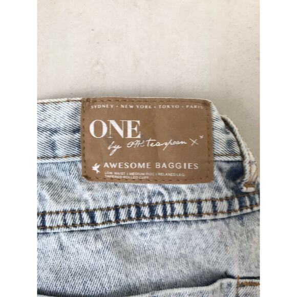 One Teaspoon Distressed Awesome Baggy Cut Off Denim Jeans FLAW - Picture 10 of 11